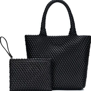 Elegant Black Woven Tote Bag
